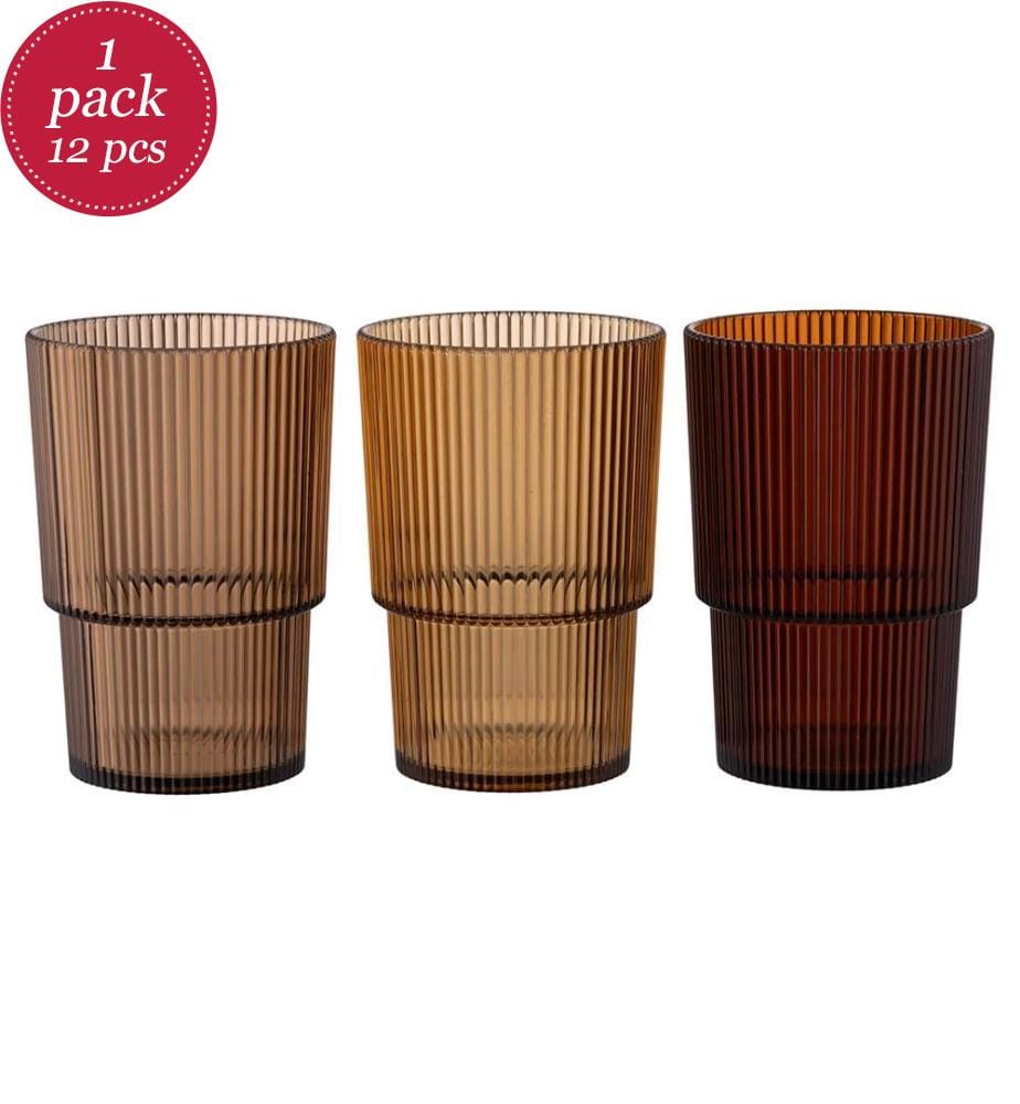 Satz von 12 Unico Glas Ps 420ml Sh Chocolate 3 zufällige Farben