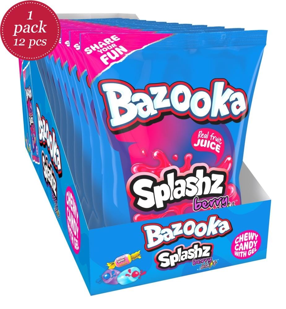 12x Bazooka Splashz Berry Beutel - 120g