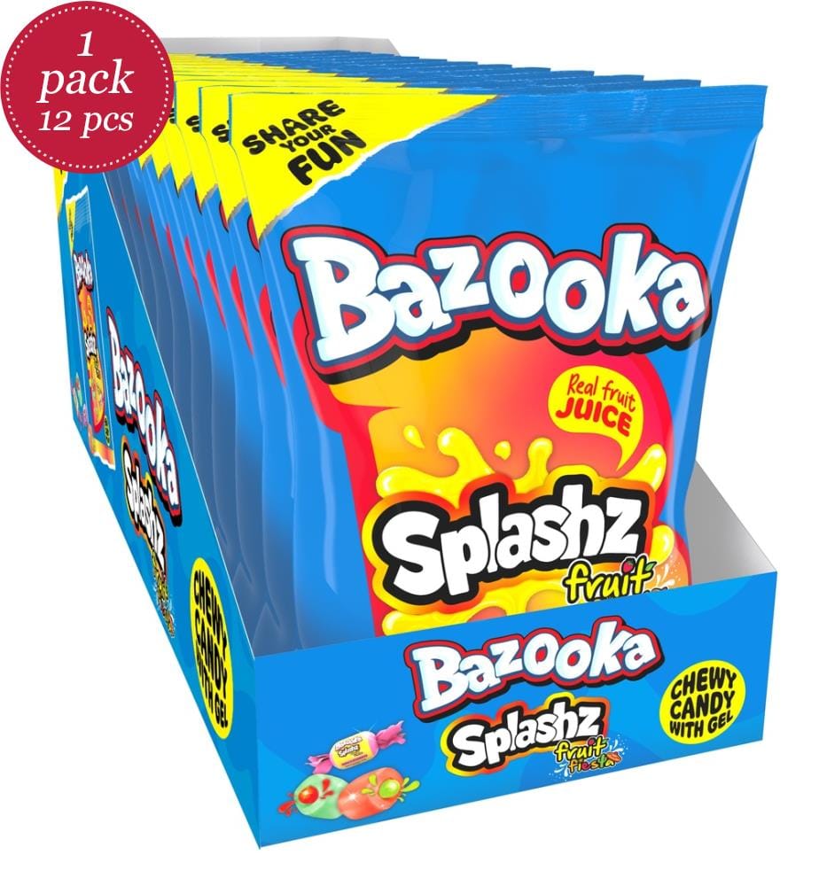 12x Bazooka Splashz Fruity Beutel - 120g