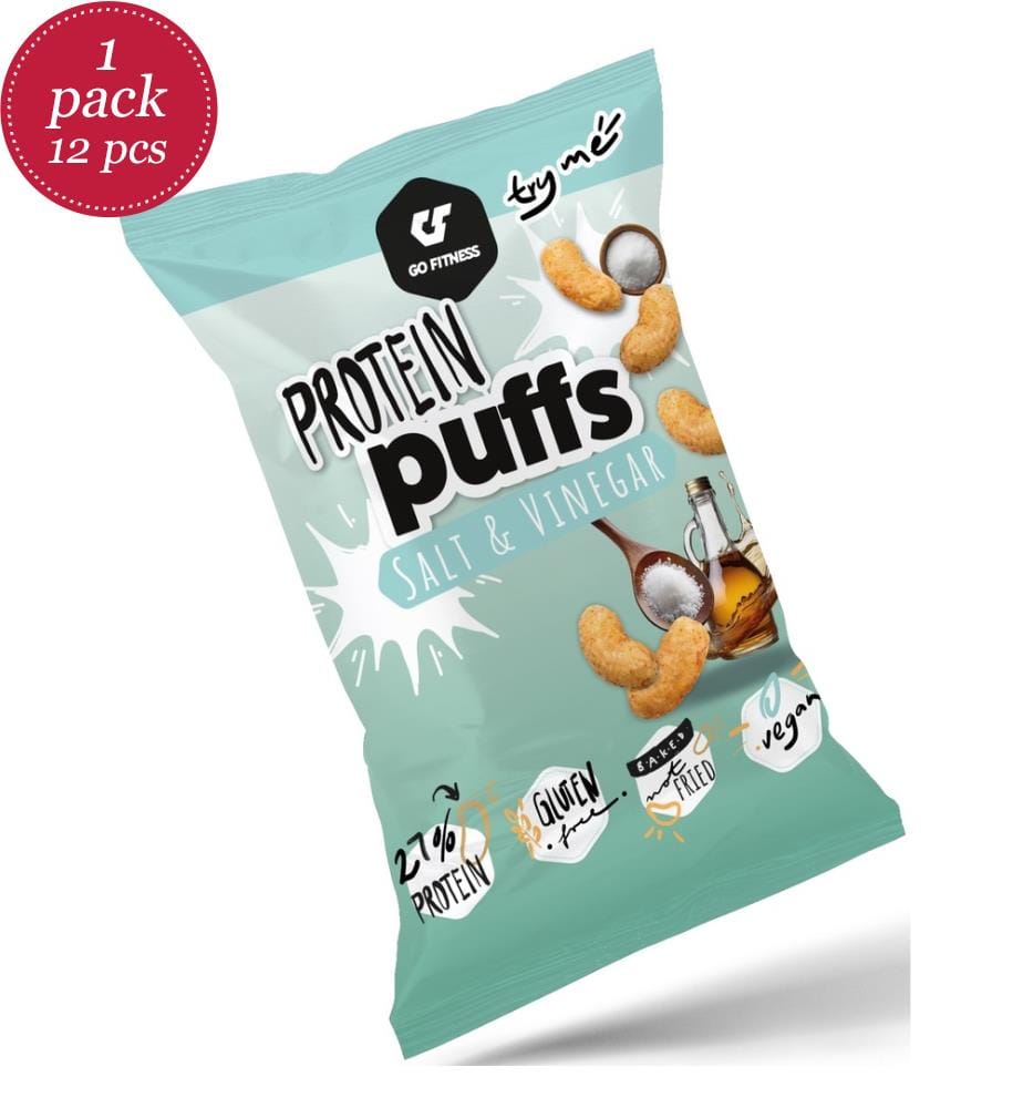 12x GoFitness Nutrition Protein Puffs Salt & Vinegar - 50g