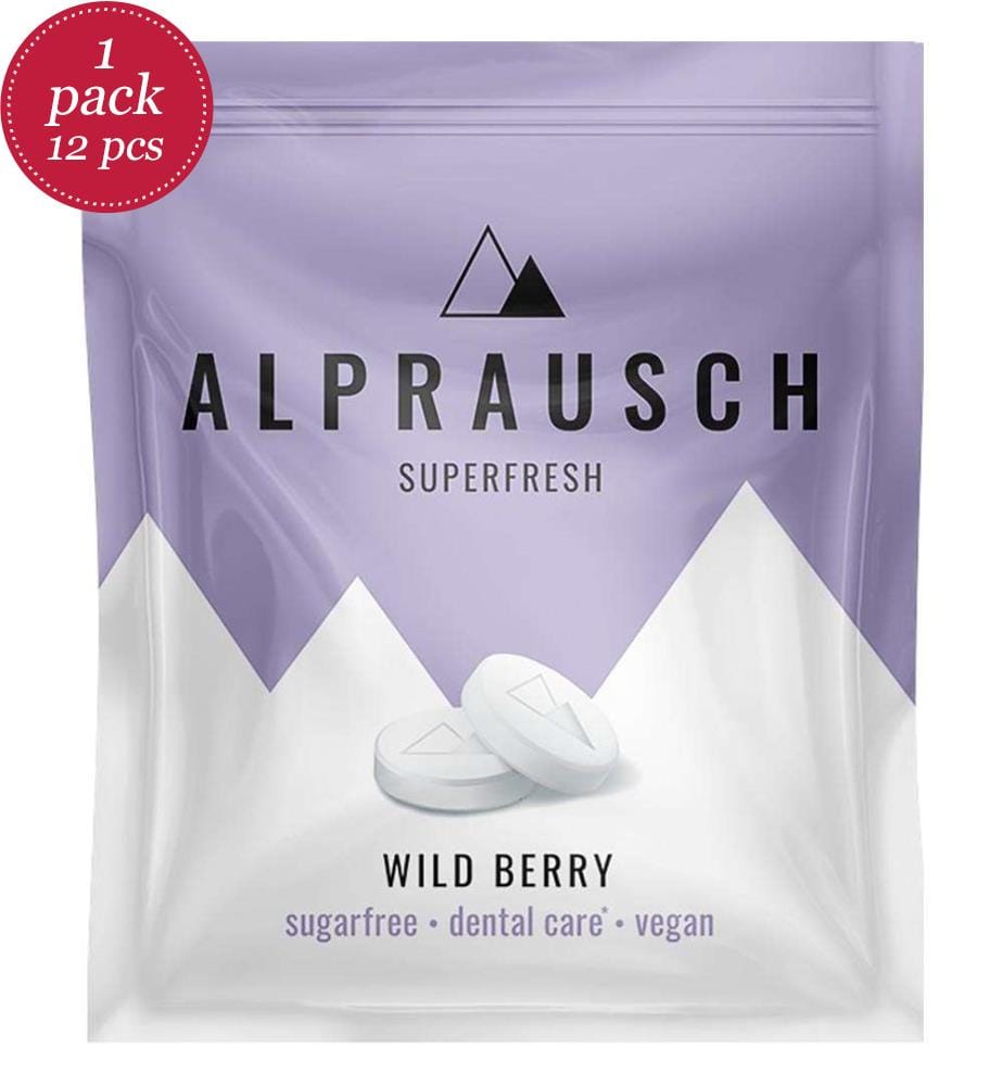 12x Alprausch Pastillen Extra-Frisch Wild Berry ohne Zucker - 22g