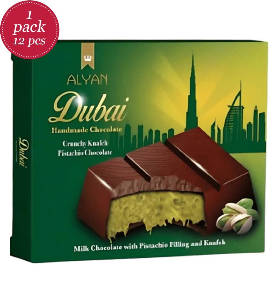12 x cioccolato al pistacchio al latte Alyan Dubai - 100g