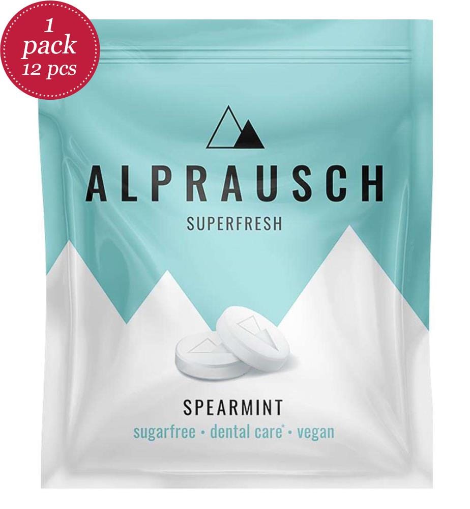 12x Alprausch Pastillen Extra-Frisch Spearmint ohne Zucker - 22g