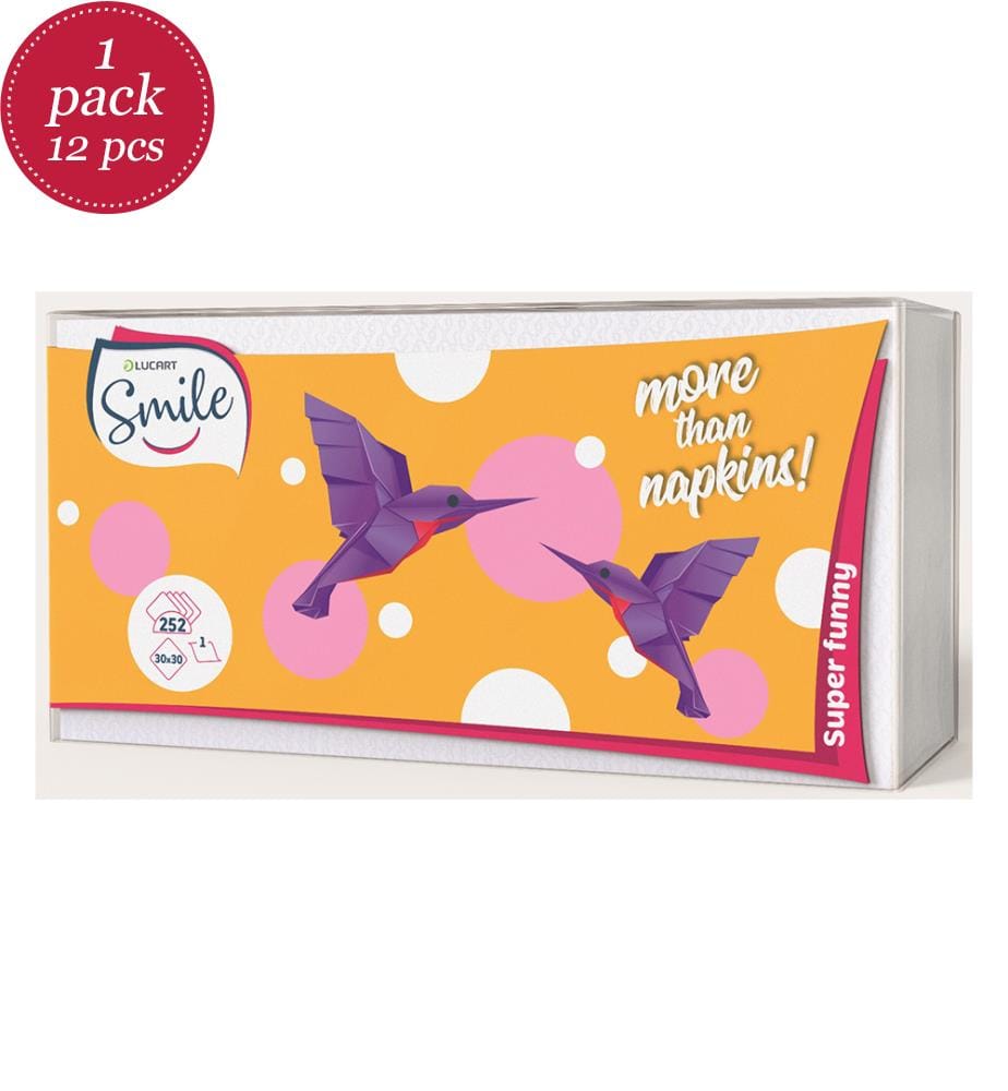 12 x Serviettes en Papier Smile 252 feuilles 1 pli