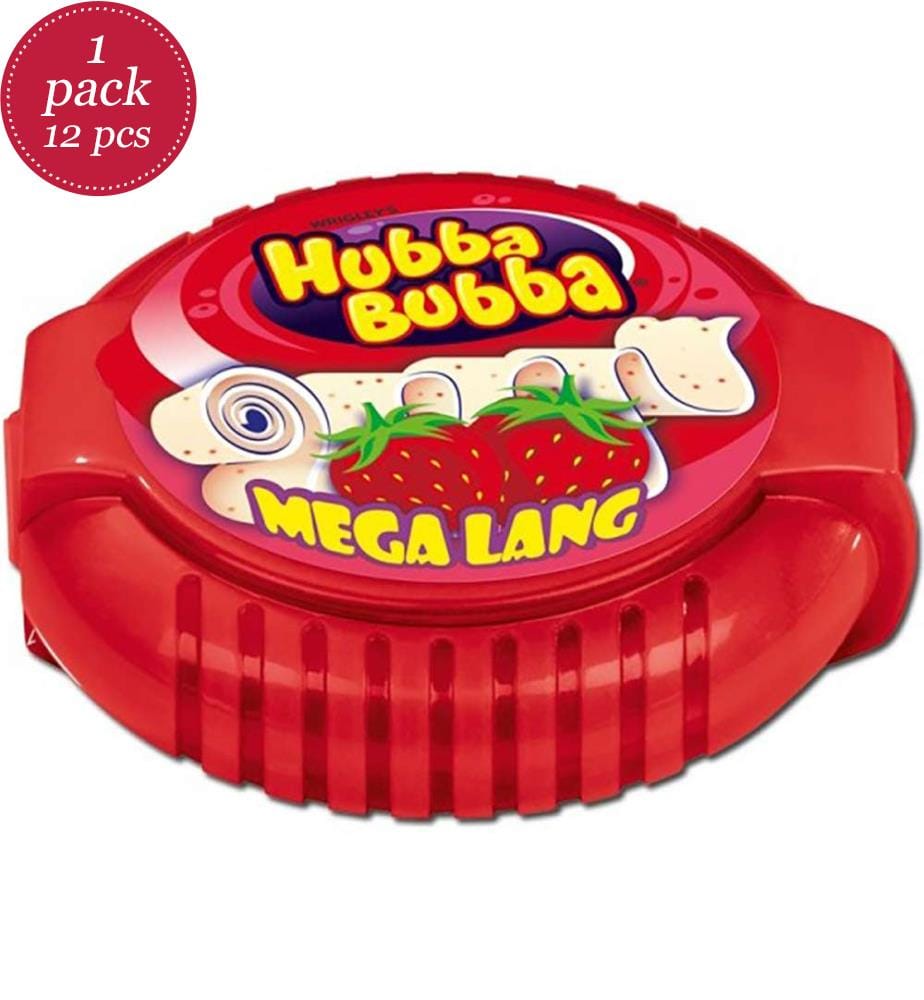 12x Hubba Bubba Fraise Rouleaux de 1.8m - 56g