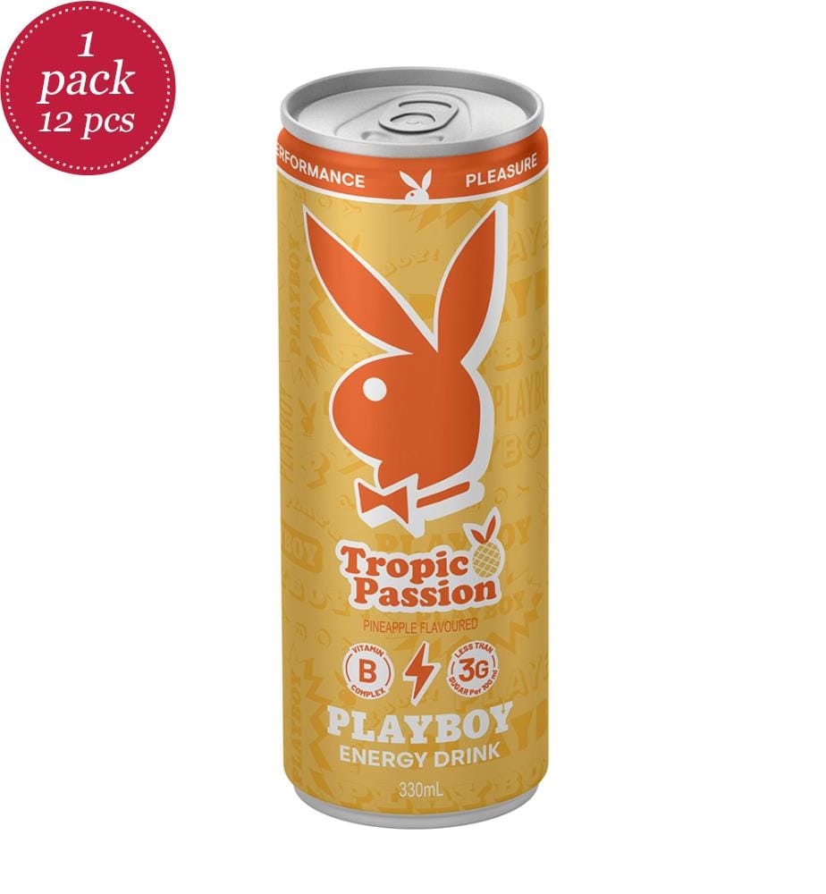 Pack of 12 Playboy Energy Drink Tropic Passion Dose - 330ml