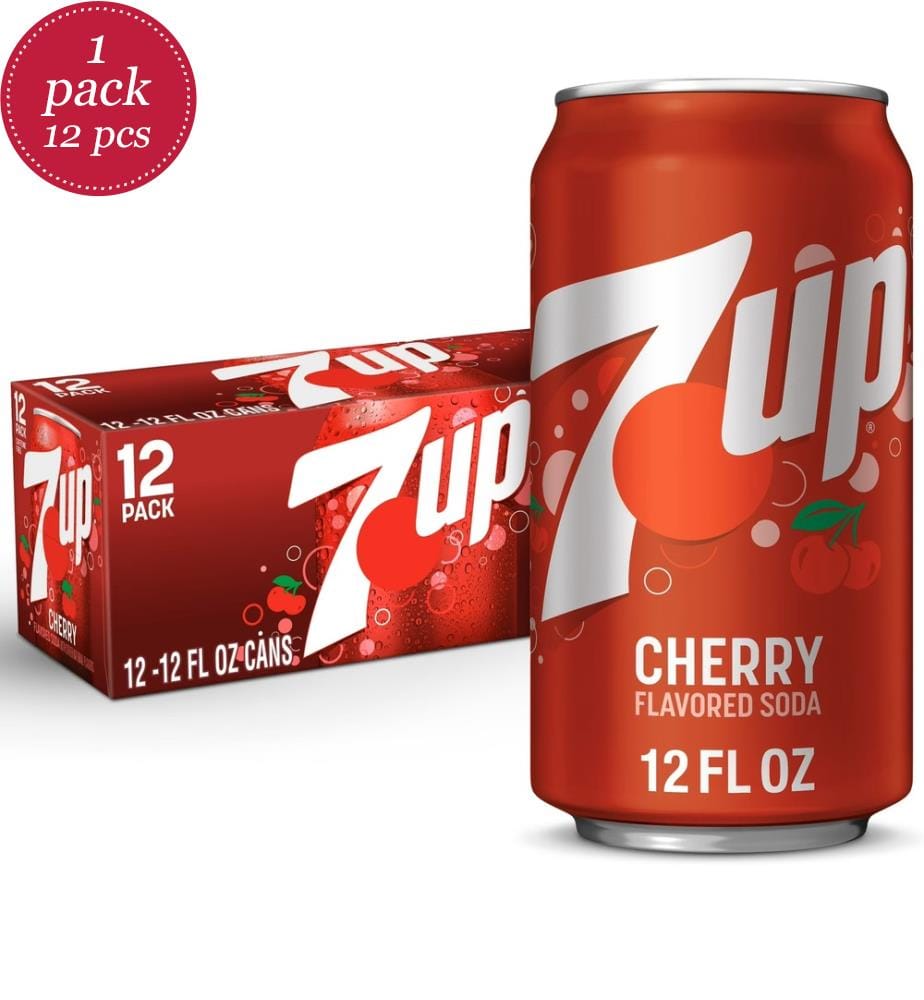 12 x USA 7Up Cherry - 355ml - sans sticker langue locale