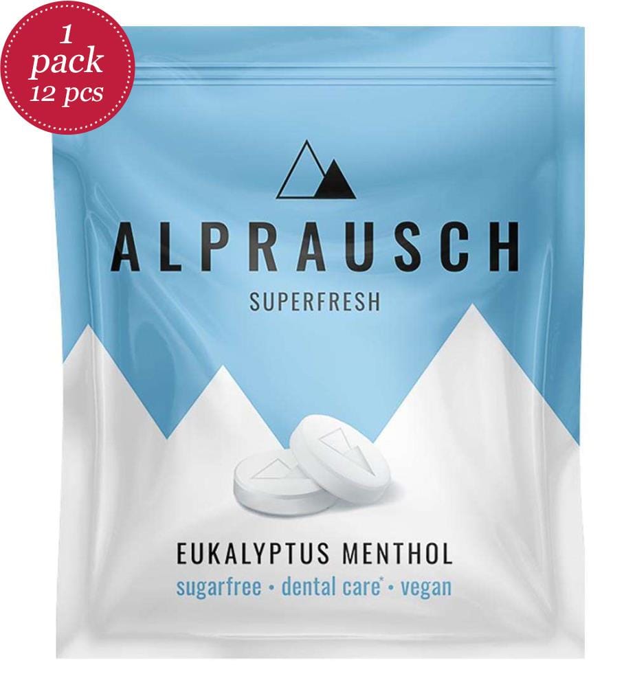 12x Alprausch Pastillen Extra-Frisch Eucalyptus-Menthol ohne Zucker - 22g
