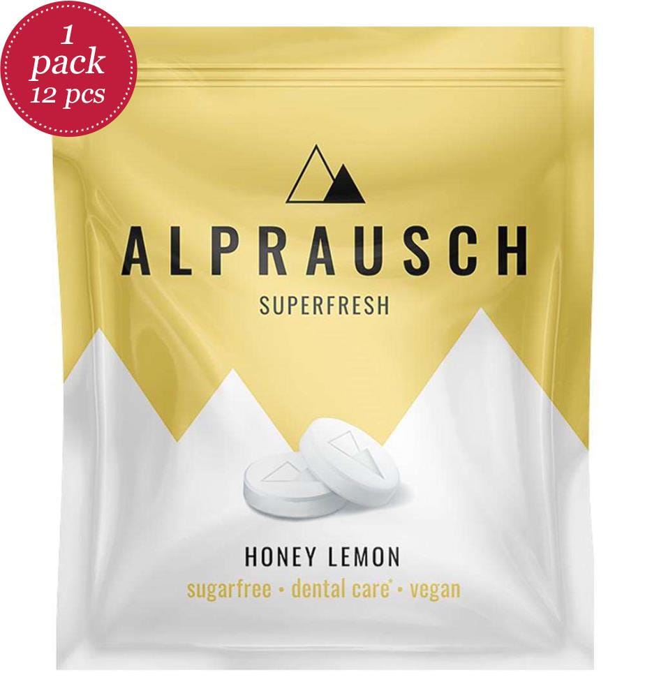 12x Alprausch Pastillen Extra-Frisch Honey Lemon ohne Zucker - 22g