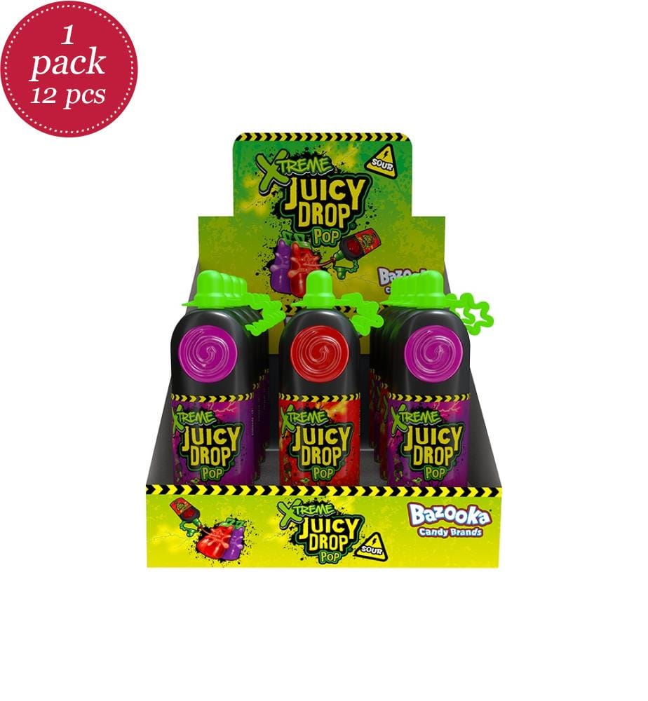 12x Topps Juicy Drop Pop Xtreme sour - 26g