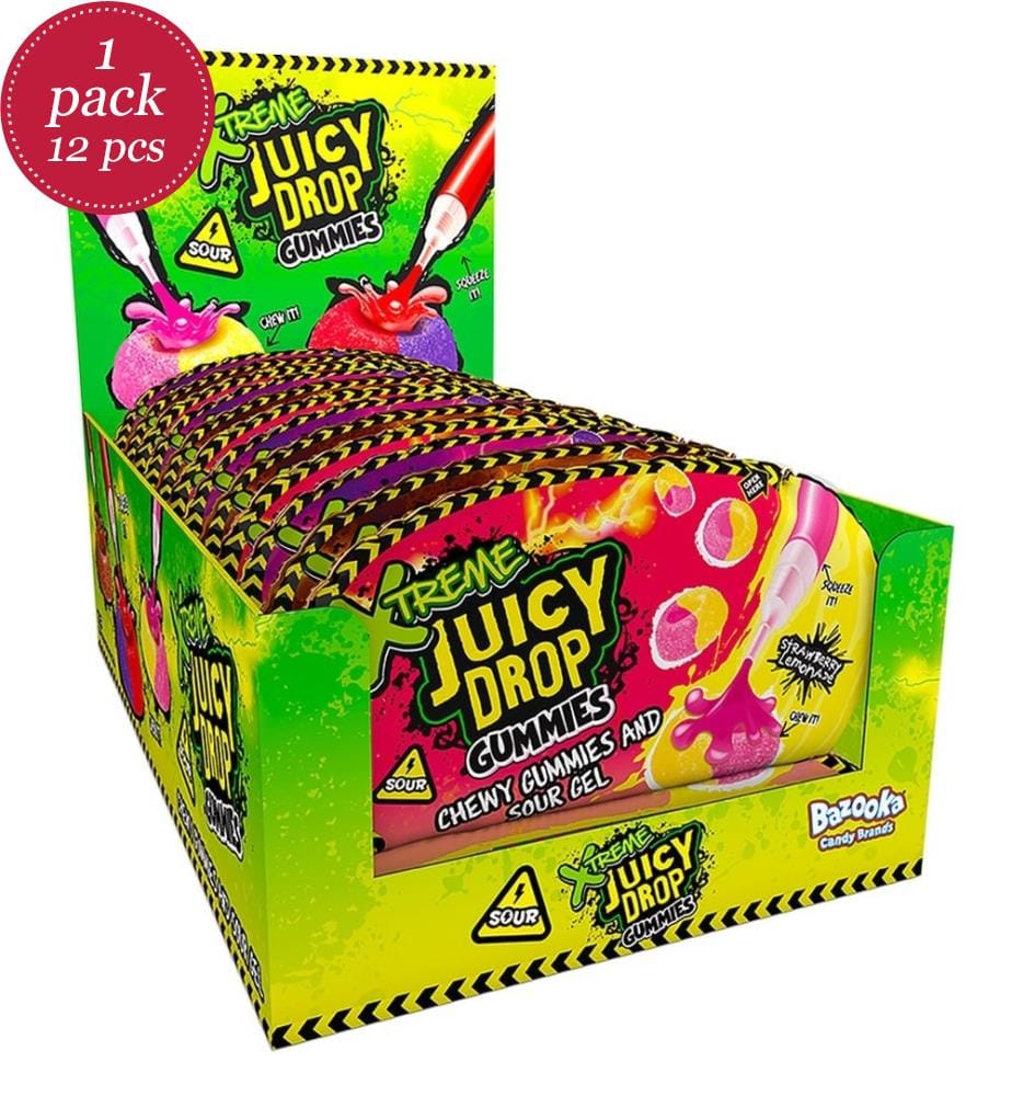 12x Topps Juicy Drop Gummies Xtreme Sour - 57g
