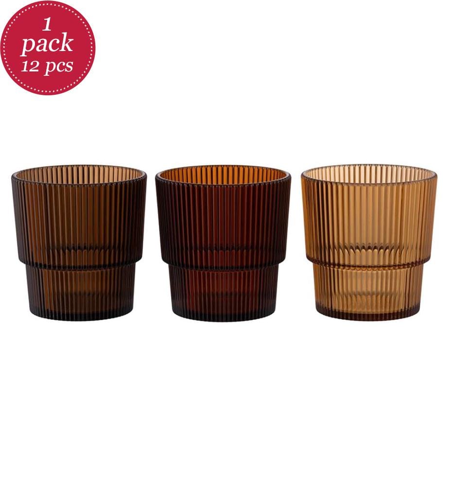 Set of 12 Unico glasses - 300 ml / Chocolate / 3 random colors