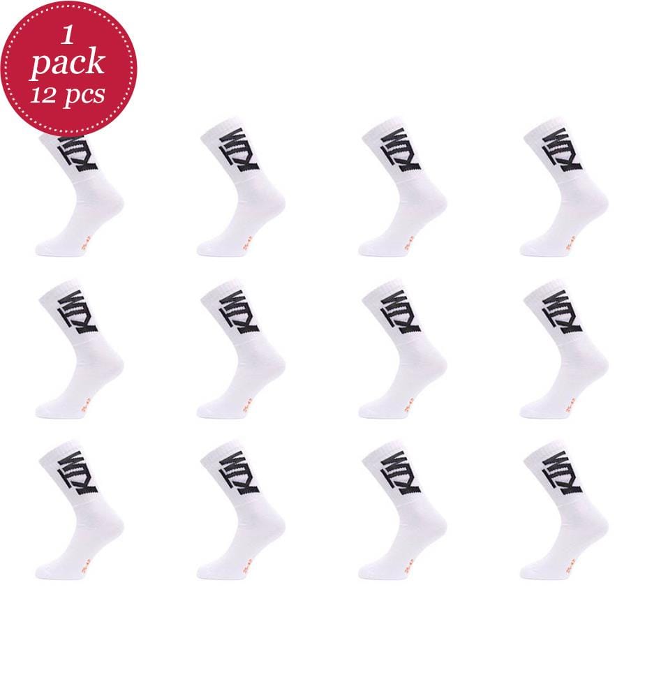 Set of 12 Pairs of Socks Tennis - White & Black