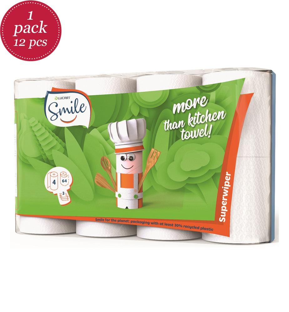 12 x Asciugamani da cucina Smile 4x64 fogli a 3 strati