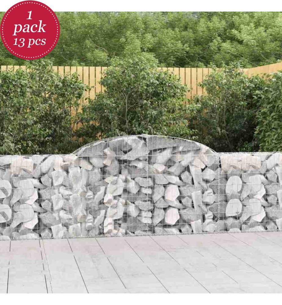 Gabionen mit Hochbogen 13 Stk. 300x30x80/100cm Verzinktes Eisen
