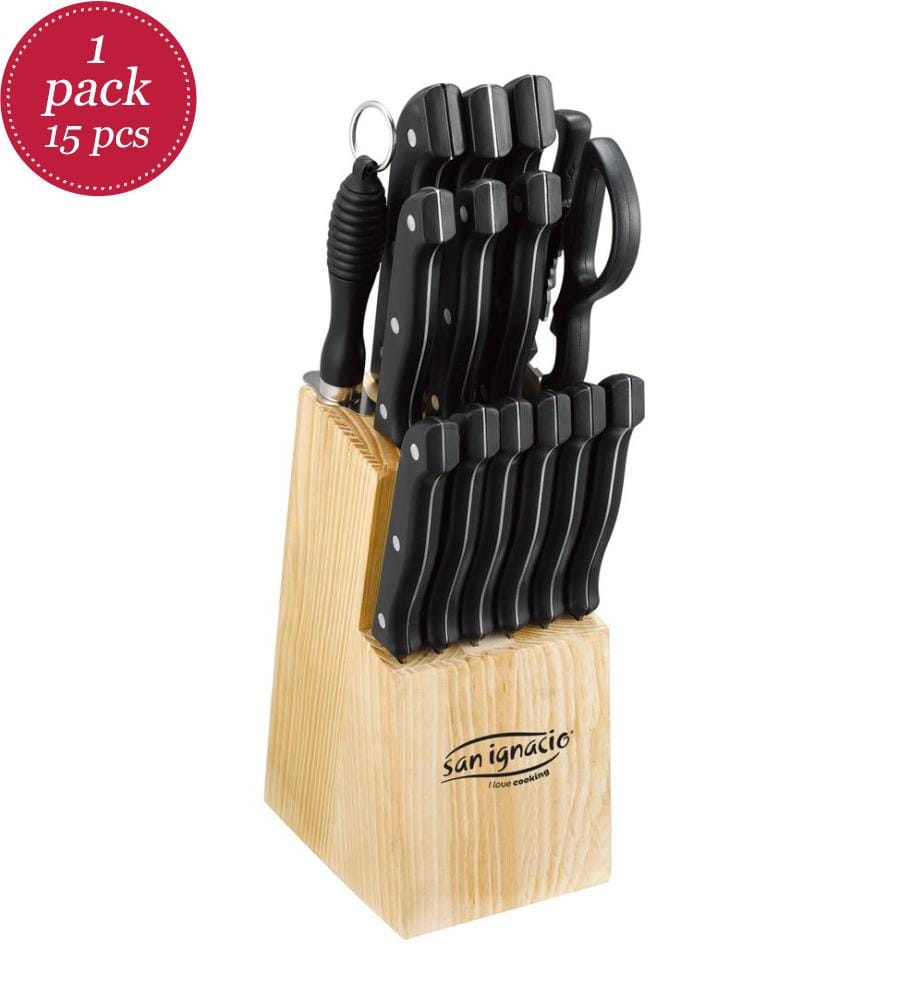 Set of 15 Knives - Black Brown