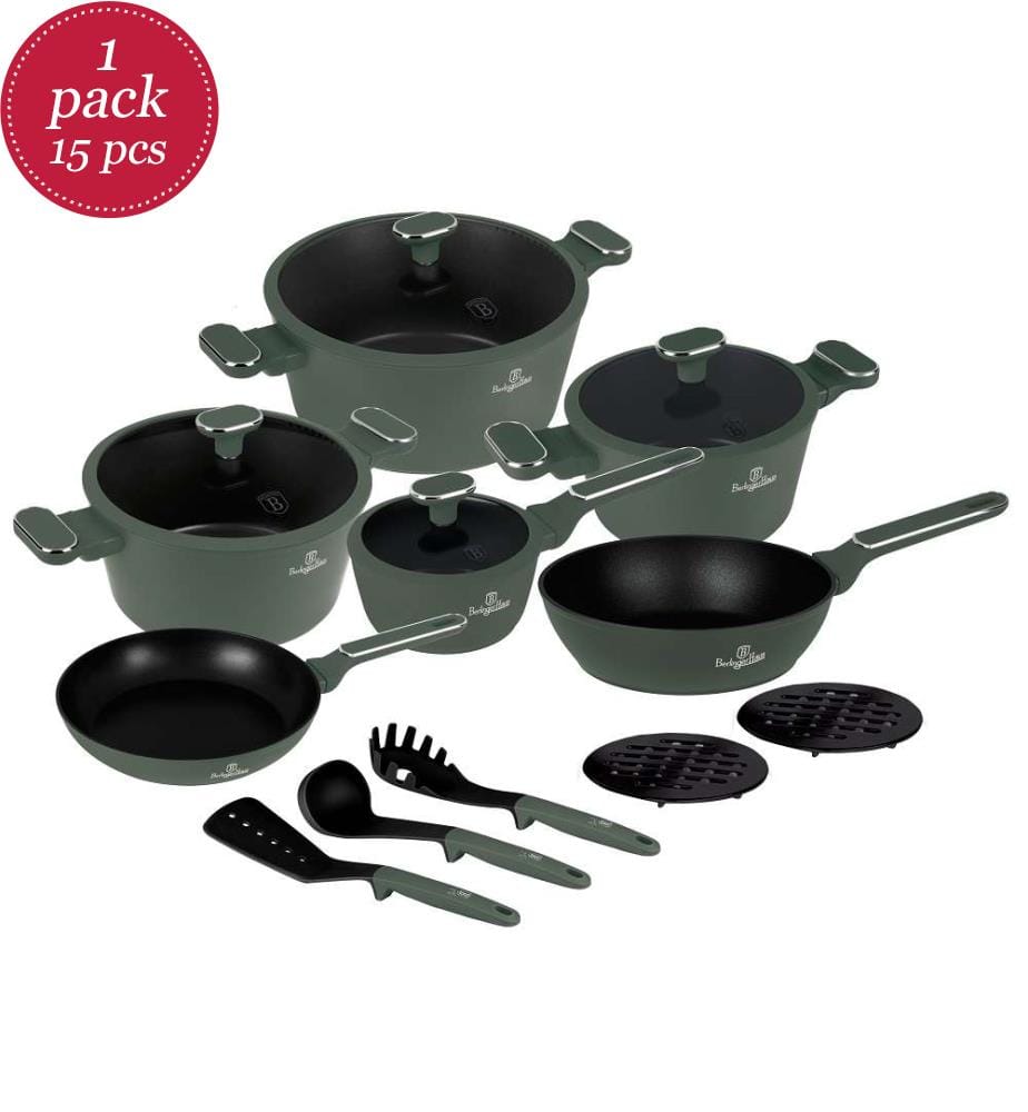 15-teiliges Kochgeschirr-Set, Matte Green Collection