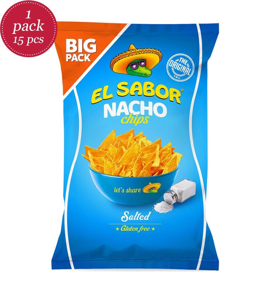 Lotto di 15 patatine salate EL Sabor Nacho, senza glutine - 180g