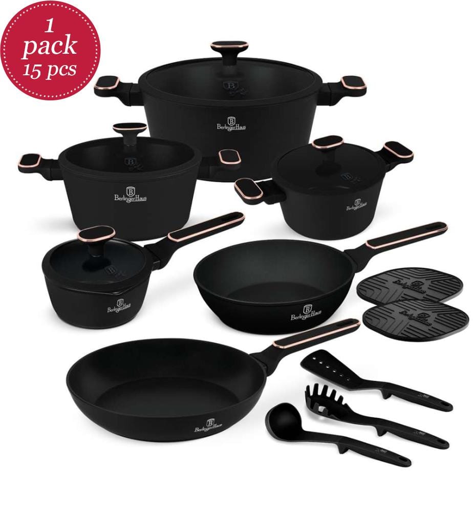 Kochgeschirrset PRO 15-teilig – Black Rose