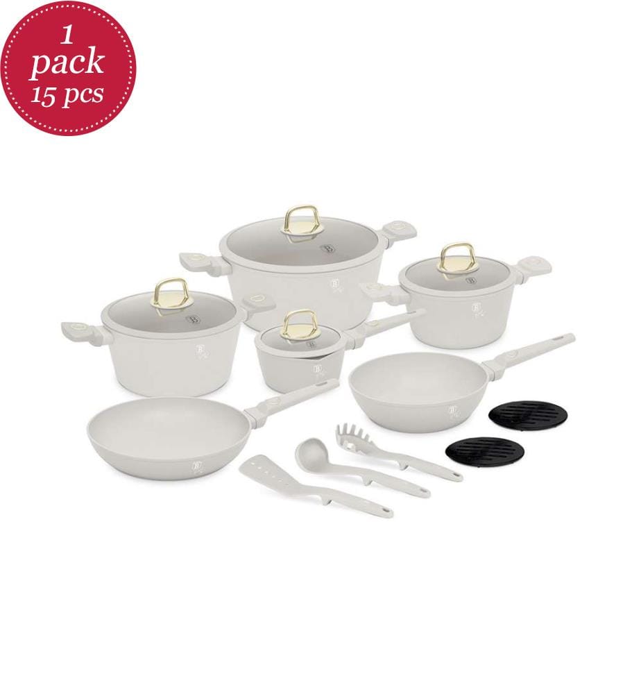 15-teiliges Kochgeschirr-Set, Sahara Collection - Matt Cream