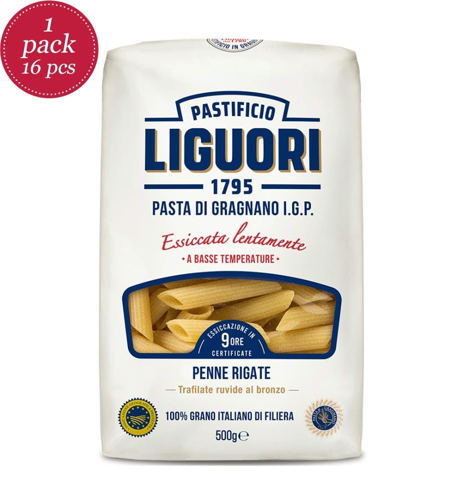 Lotto di 16 Penne rigate Liguori - 500g