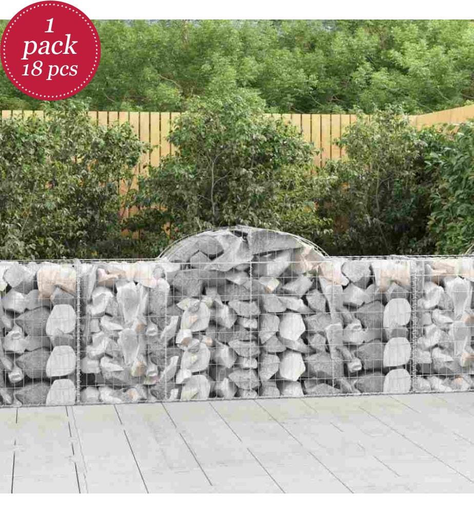 Gabionen mit Hochbogen 18 Stk. 200x50x80/100cm Verzinktes Eisen