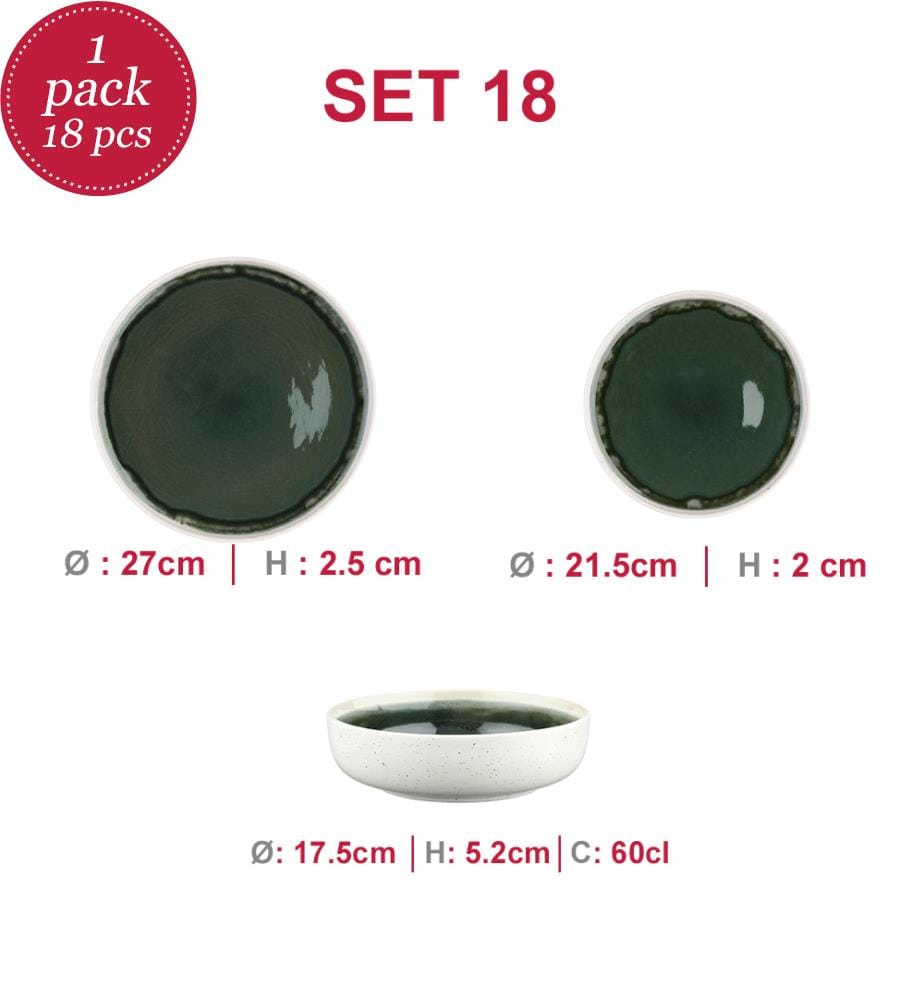Service Les Essentiels Oxygen - 18 pièces - Vert de gris