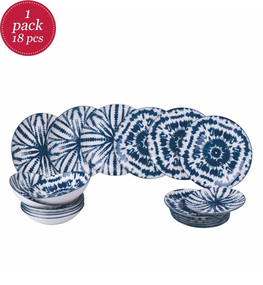 Service de table 18 pièces - Blanc / Bleu