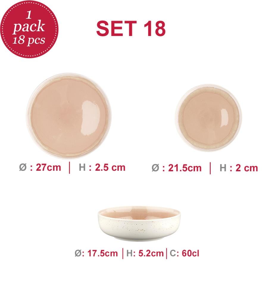 Geschirrset Les Essentiels Oxygen - 18-teilig - Hellrosa