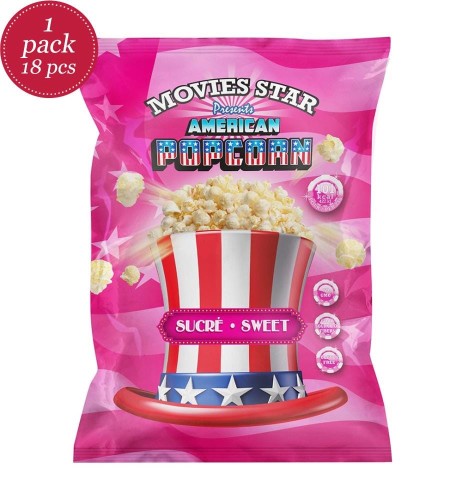 18x Movies Star Popcorn Zucker Beutel - 150g