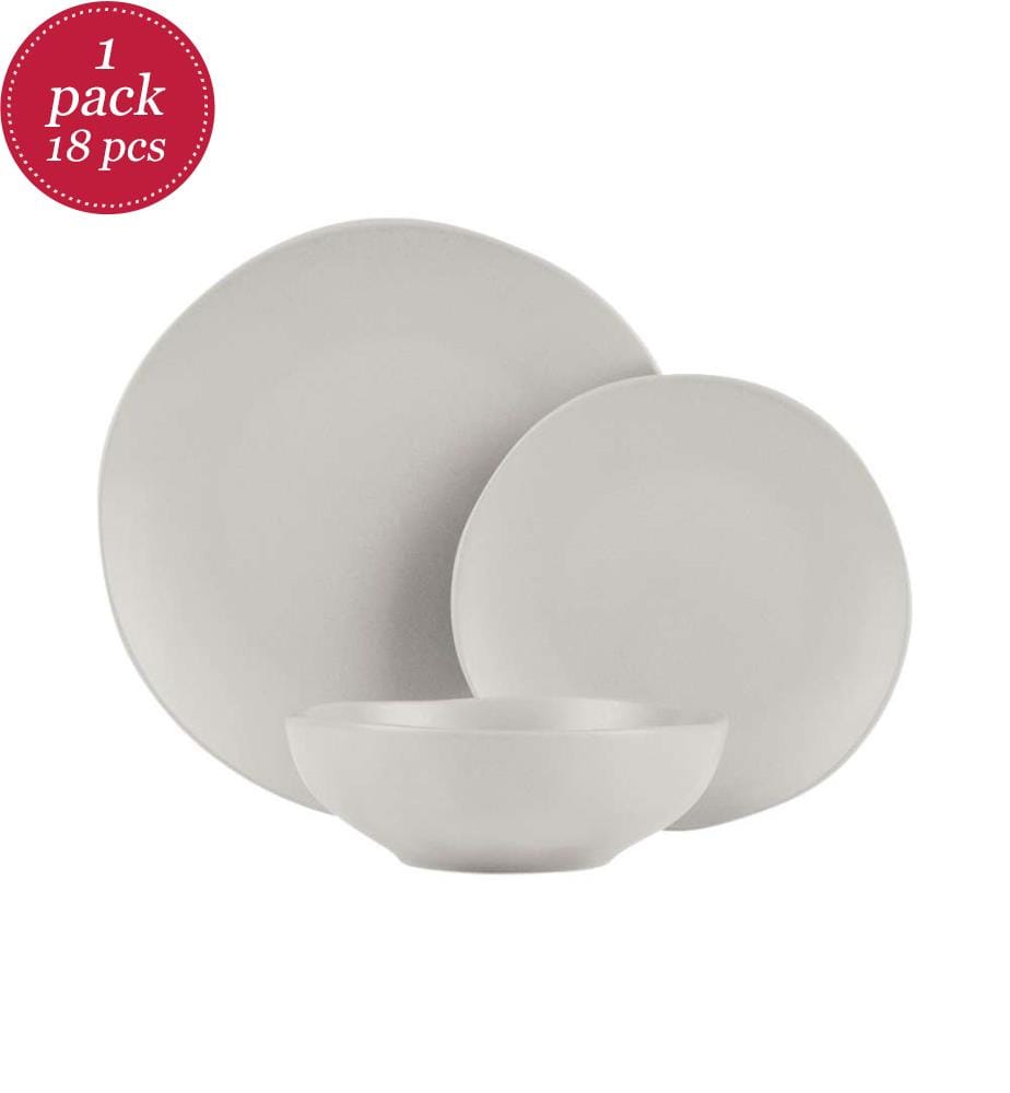 18-teiliges Tellerset, Sahara Collection - Matt Cream