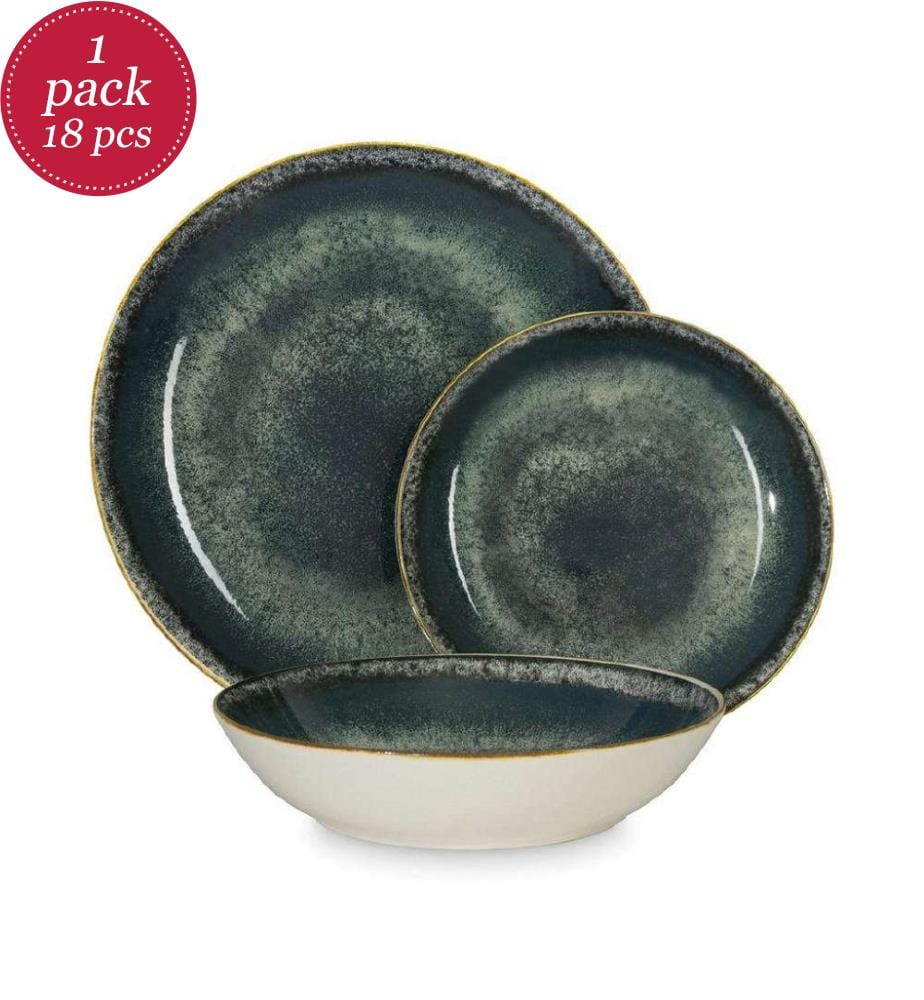 Set Von 18 Runden Tellern Matte Green Collection