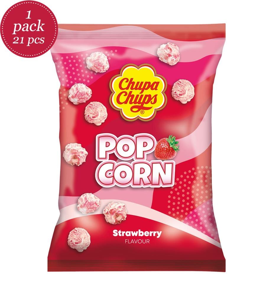 21 Chupa Chups Erdbeer-Popcorn - 30g