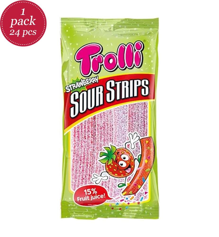 24x Trolli Sour Strips Strawberry Beutel - 85g