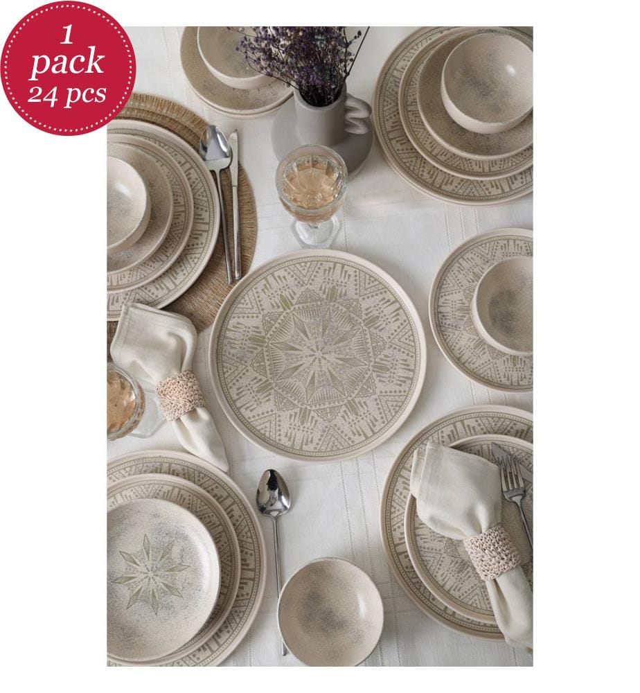 Service de Table en céramique (24 pièces) - Crème