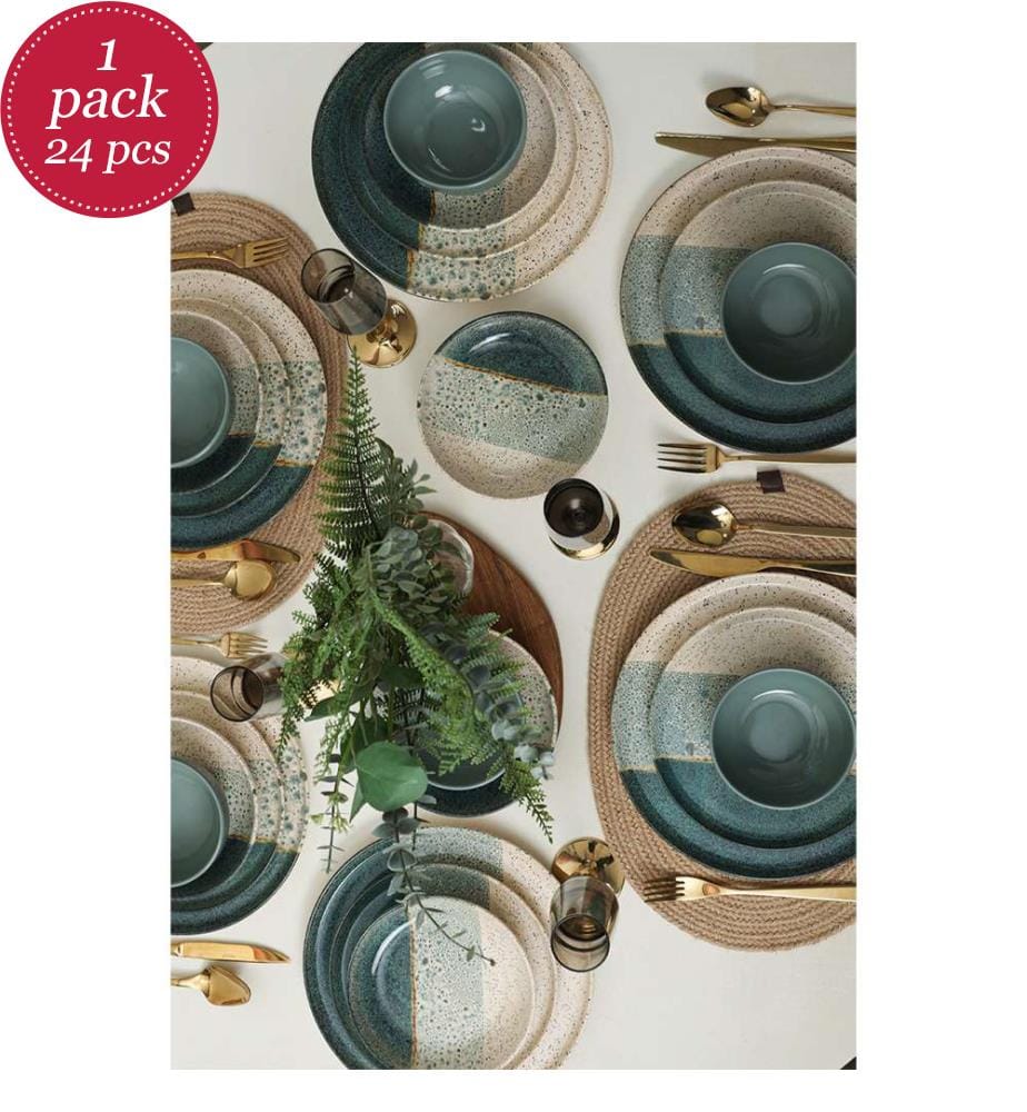 Service de Table (24 pièces) - Vert, Crème