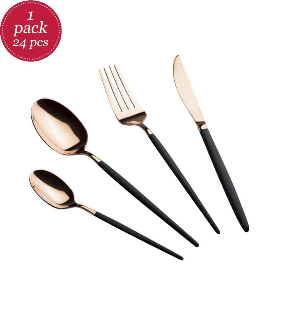 24 teiliges Besteckset, Matte Black Collection - Matt Black