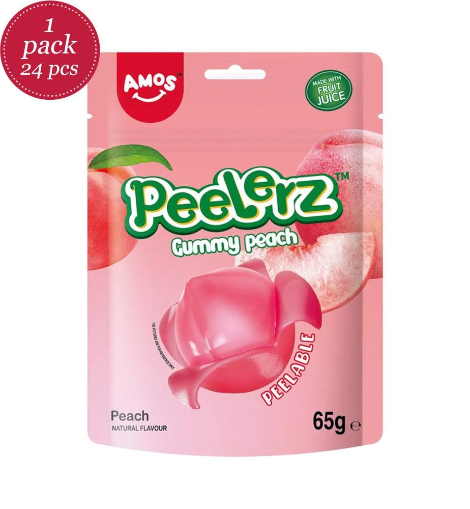 Pack of 24 Amos Peelerz Gummy Peach - 65g