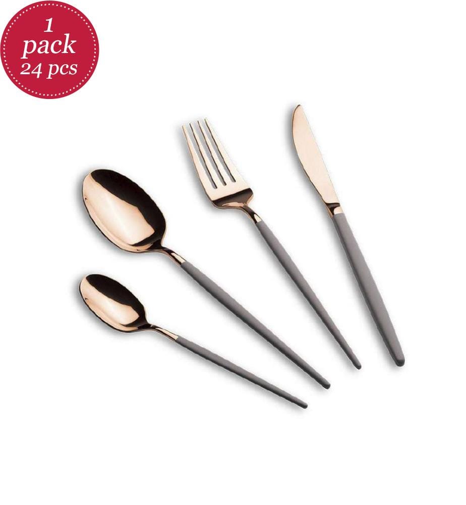 24-teiliges Besteck Set Taupe - Rose Gold
