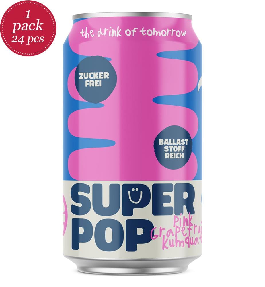 Lot de 24 Boissons pétillantes Super Pop Pamplemousse Rose-Kumquat - 330ml