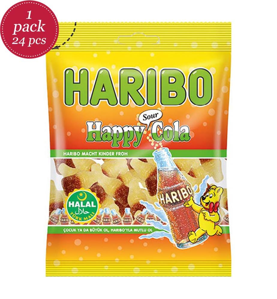 24 x Bonbons HALAL Happy Cola Gesäuert Haribo - 100g