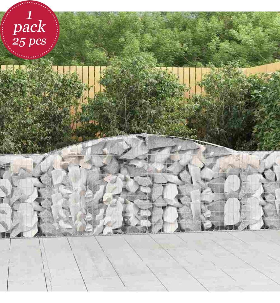 Gabionen mit Hochbogen 25Stk. 400x30x100/120cm Verzinktes Eisen