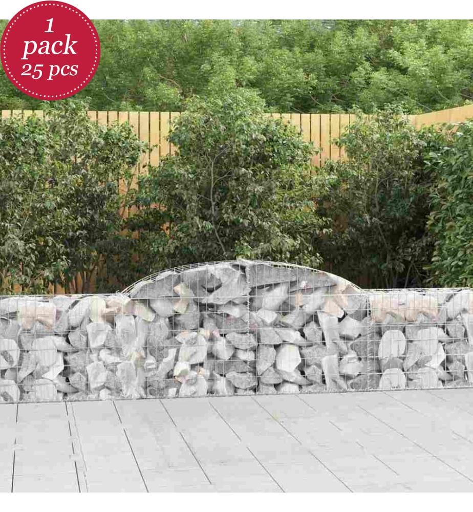 Gabionen mit Hochbogen 25 Stk. 300x30x60/80 cm Verzinktes Eisen