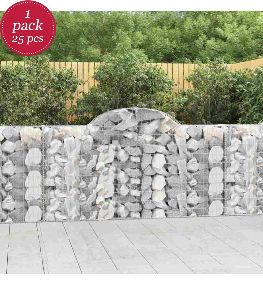 Gabionen mit Hochbogen 25Stk. 200x30x100/120cm Verzinktes Eisen