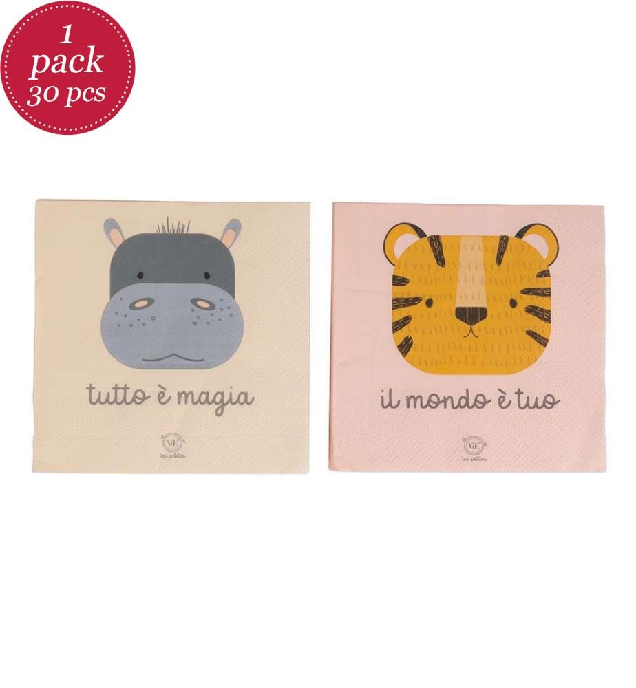 Lot de 30 serviettes en papier - 33 x 33 cm / Décor aléatoire