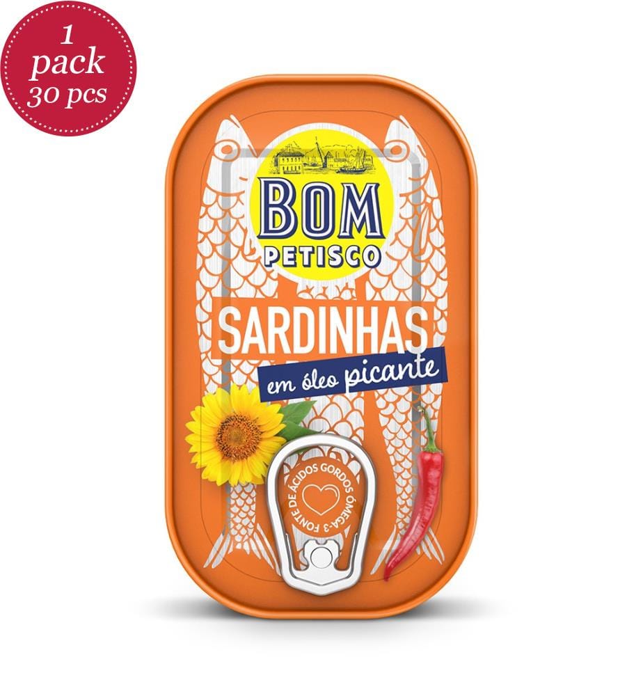Bom Petisco Sardinhas Óleo Picante Lata / Sardinen im pik. Öl - 120g