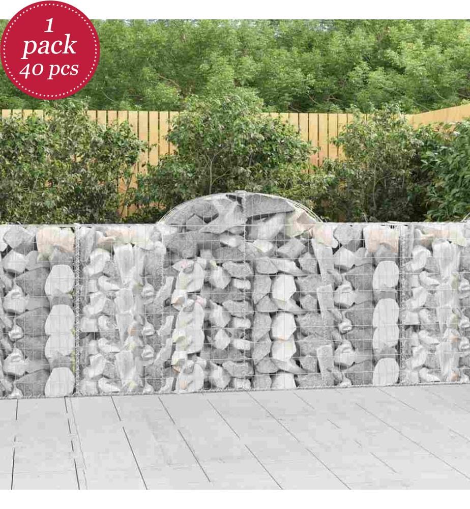Gabionen mit Hochbogen 40Stk. 200x30x100/120cm Verzinktes Eisen
