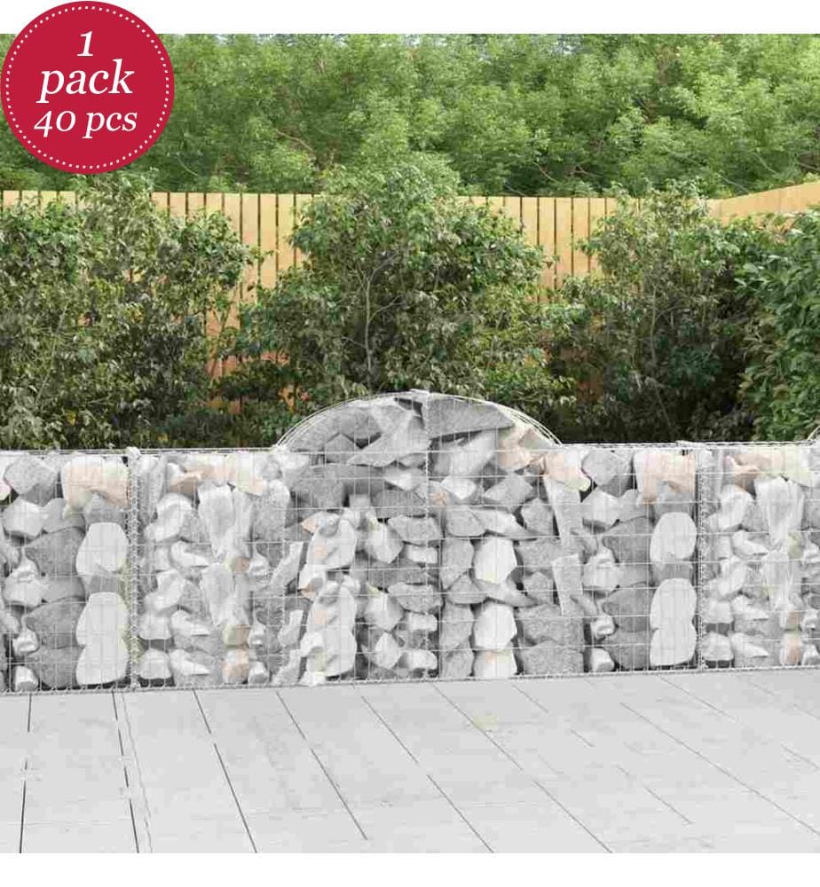 Gabionen mit Hochbogen 40 Stk. 200x30x80/100cm Verzinktes Eisen