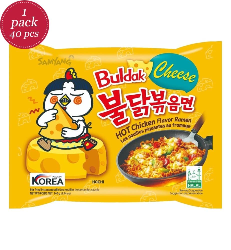 40x Samyang Buldak Hot Chicken Ramen Cheese paquet de 5 - 140g - HALAL