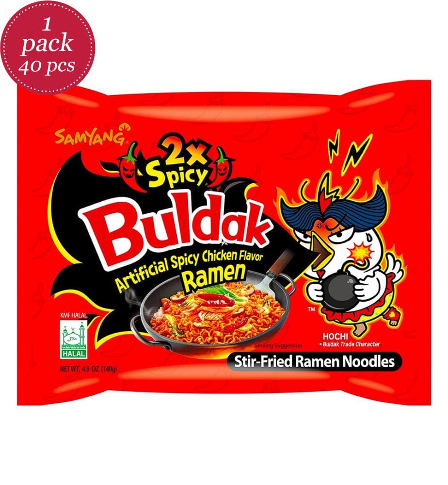 40x Samyang Buldak Double-Spicy Extreme Hot Chicken Ramen paquet de 5 - 140g - HALAL